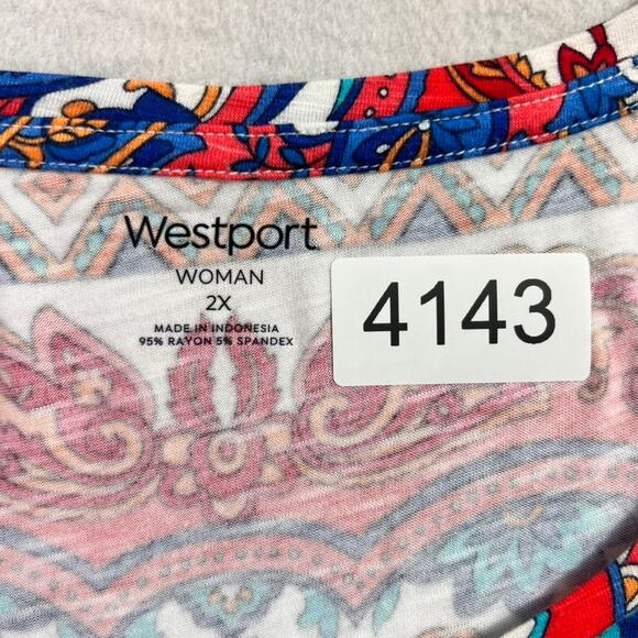 Westport Top Women 2X Red Paisley Bandana Print Pullover Sleeveless Boho Chic - Picture 7 of 7